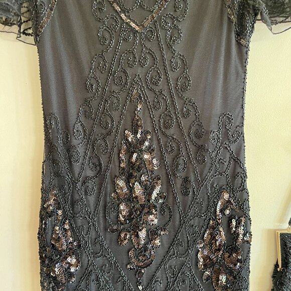 The PrettyGuide Women's Tiered Long Fringed Flapper Dress with Sleeves (size S) - Picture 7 of 8